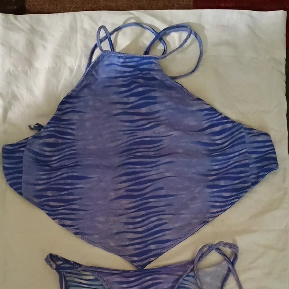 Kids Blue Zebra Print One Piece - Picture 2 of 4